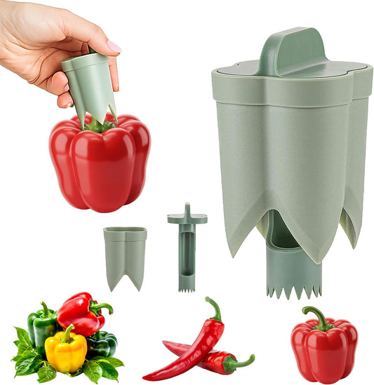 2-in-1 Pepper Corer & Seed Remover – Easy Deseeder for Bell Peppers, Sweet Peppers & Jalapeños – Kitchen Tool for Fast Prep