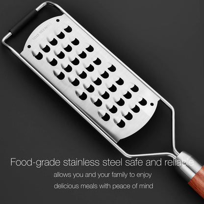 KULUNER Professional-Grade Lemon Zester with Ultra-Coarse Blades, Heavy-Duty Cheese/Vegetable Grater, Solid Wood Handle Design - Rust-Resistant Durable, Essential Kitchen Tool (A1)
