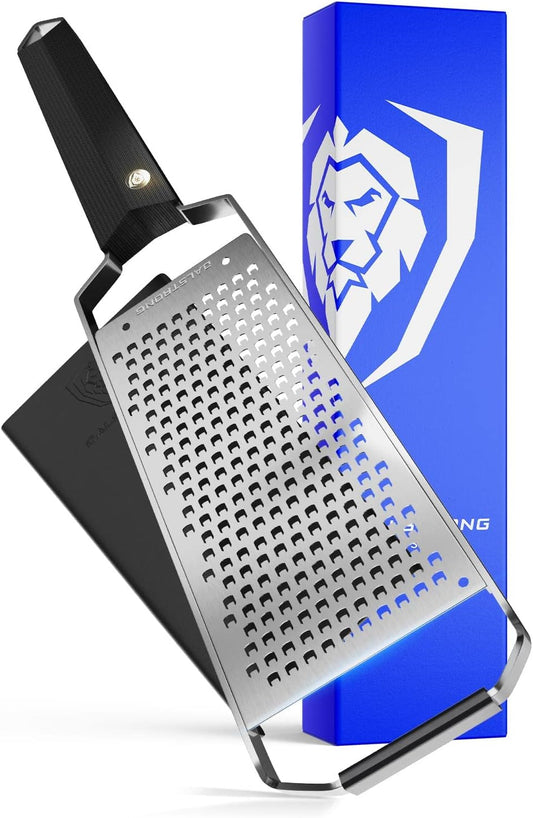 Dalstrong Professional Wide Cheese Grater - Ribbon - #304 Stainless Steel Blade - G10 Handle Kitchen Shredder - w/Blade Cover - Medium/Soft Cheese, Chocolate, Citrus, Root Vegetables - NSF Certified
