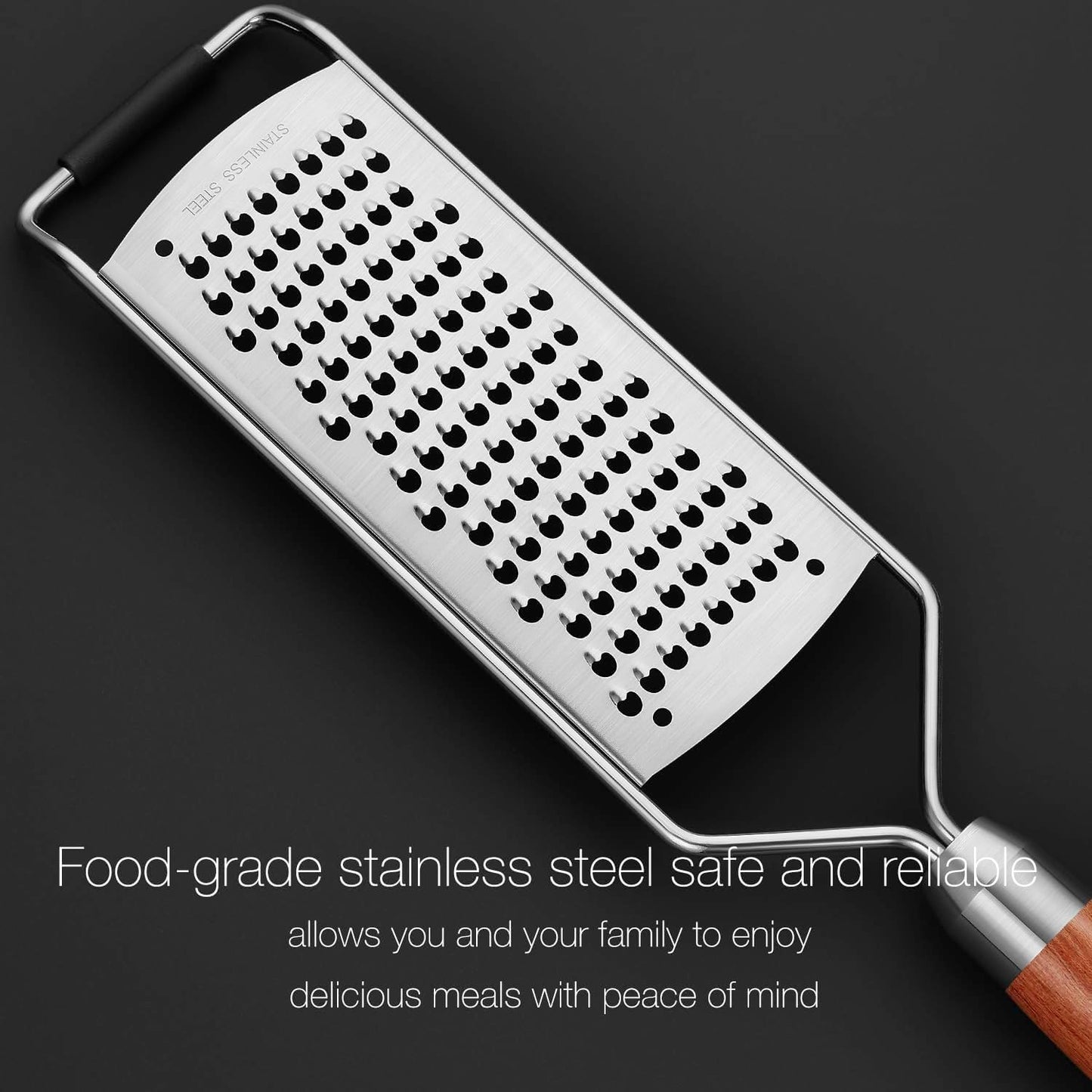 KULUNER Professional-Grade Lemon Zester with Ultra-Coarse Blades, Heavy-Duty Cheese/Vegetable Grater, Solid Wood Handle Design - Rust-Resistant Durable, Essential Kitchen Tool (A1)