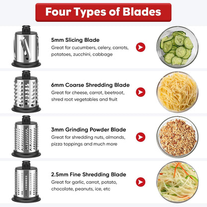 Stainless Steel Slicer Shredder Attachment for KitchenAid Stand Mixer, Cheese Grater Attachment for KitchenAid, Salad Maker, Grinding Powder, Dishwasher Safe with 4 Blades by InnoMoon