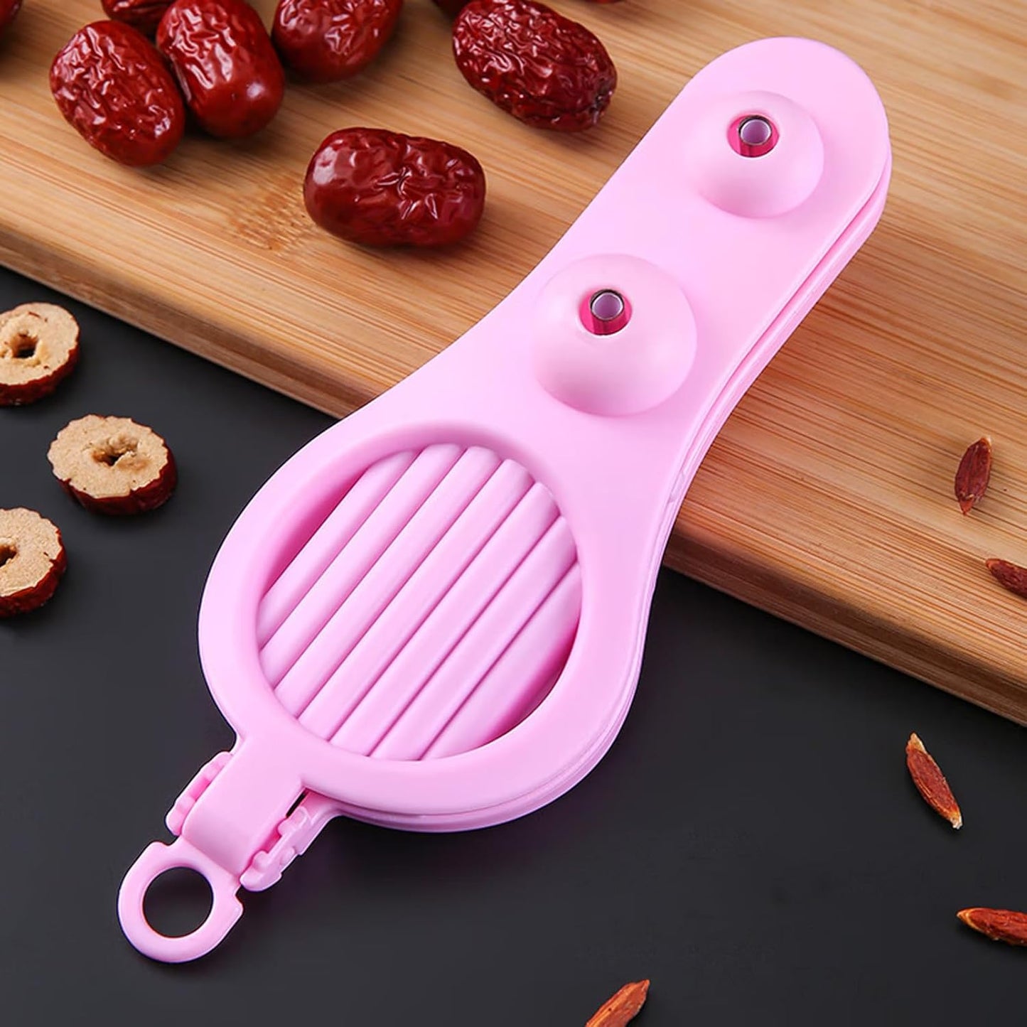 Strawberry Slicer Cherry Pitter 2 in 1, Fruit Slicer Strawberry Cutter Slicer Stainless Steel Fruit Cutter for Hawthorn/Red Date/Olives/Strawberries/Tomatoes