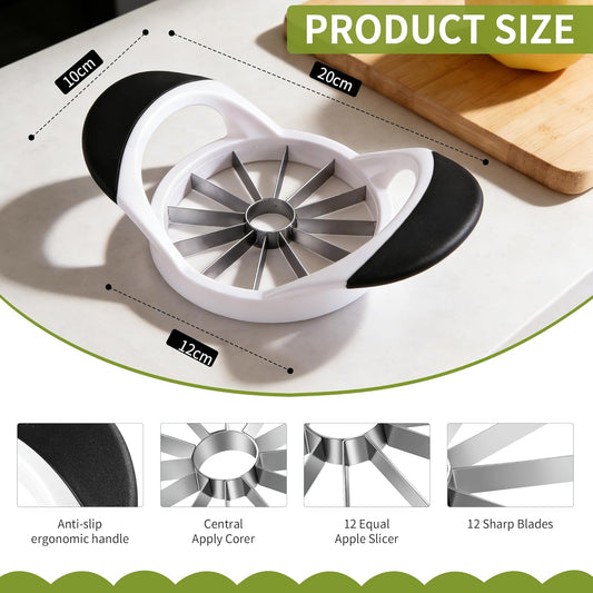 -BINGBING- Apple Cutter, Stainless Steel 4.72 Inch Apple Corer - Apple Slicer Tool with 12 Sharp Blades,with Anti-slip Handle