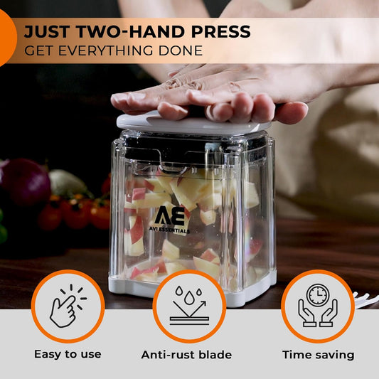 Vegetable Box Chopper | Compact and Convenient Box Chopper for Fruits & Veggies that Comes with Interchangeable Blades and Storage Container | Best Vegetable Cutter for Home Use