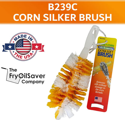 Corn De-Silker Brush | Bristled Veggetable Scrubber for Brushing Carrots, Potatoes | Durable & Firm Corn Scrubber, Corn Silk Hair Remover, Food Brush by FryOilSaver Co. B239C