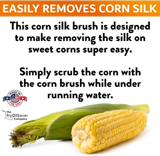 Corn De-Silker Brush | Bristled Veggetable Scrubber for Brushing Carrots, Potatoes | Durable & Firm Corn Scrubber, Corn Silk Hair Remover, Food Brush by FryOilSaver Co. B239C