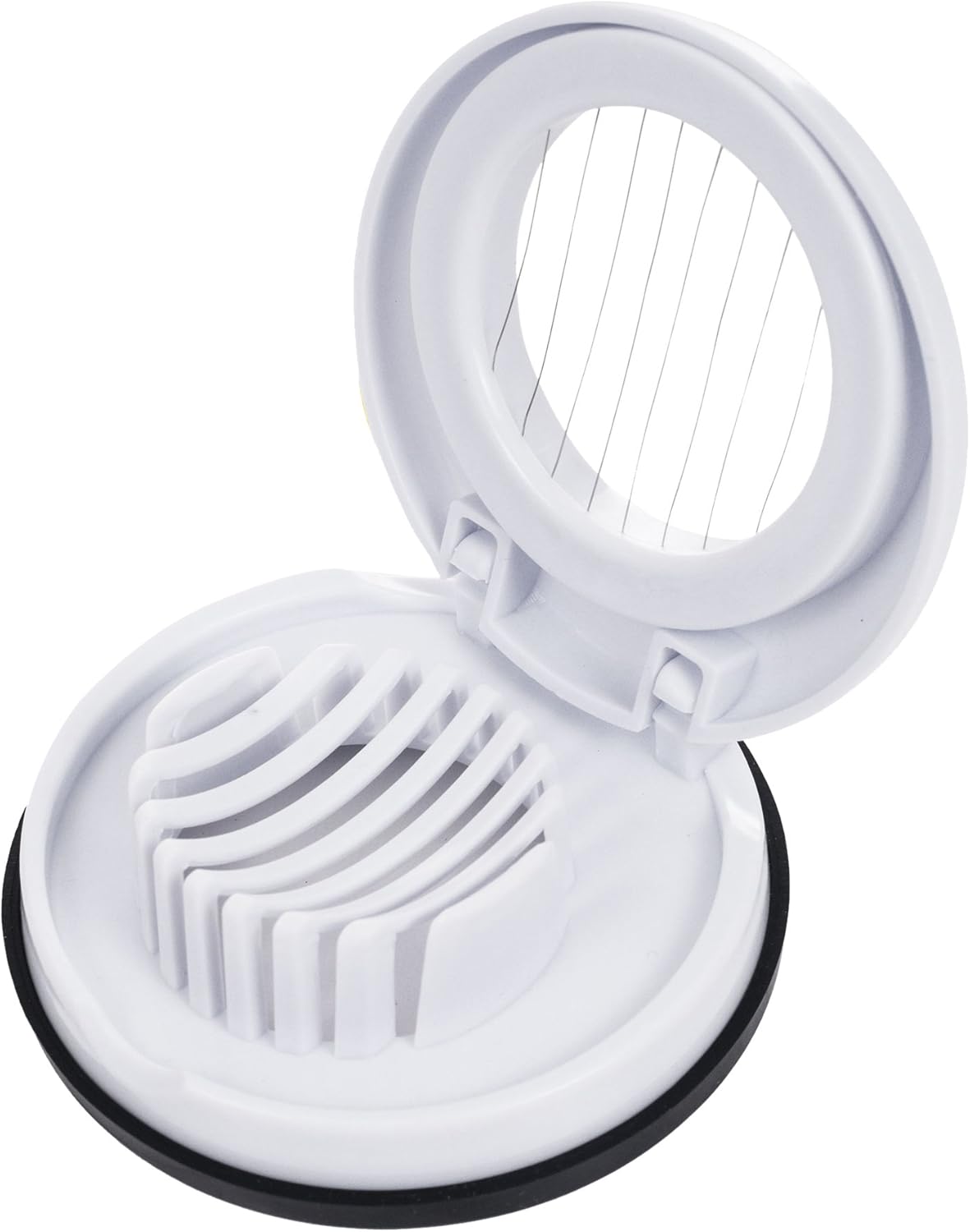 Eggies Egg Slicer with Steel Cutting Wires and Nonslip Base, White