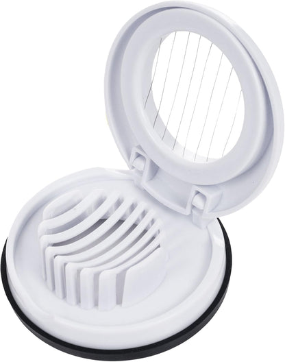 Eggies Egg Slicer with Steel Cutting Wires and Nonslip Base, White