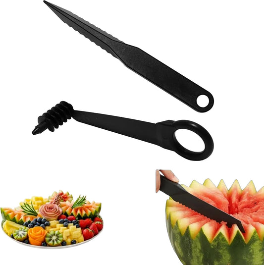 Spiral & V-Shaped Fruit Cutter Set - Manual Vegetable Spiralizer and Julienne Peeler for Healthy Zoodles, Curly Fries - Kitchen Gadget for Spiral, Straight & Wavy Cuts