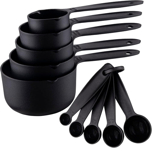 Plastic Measuring Cups and Spoons Set 10, Kids Measuring Cups and Spoons Set for Kitchen & Baking, Engraved US & Metric Plastic Measuring Cup & Spoons for Cooking Measure Use Pink