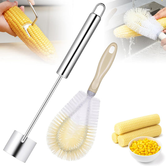 Nuogo Corn Peeler with Corn Silk Remover Stainless Steel Stripping Tool for Home & Outdoor Barbecue