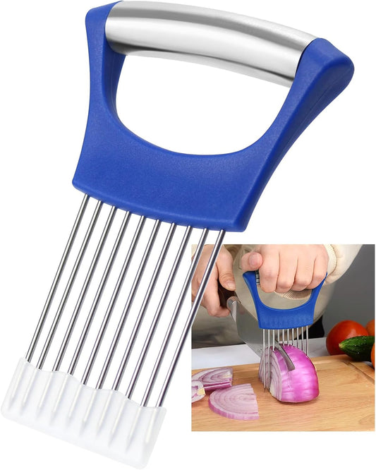 Pink Stainless Steel Onion Holder for Slicing,Onion Slicer Holder, Onion Cutter for Slicing of Onions, Tomatoes,Avocados,Eggs and Other Vegetables,Valentine's Day Gift Kitchen Utensils (Pink)