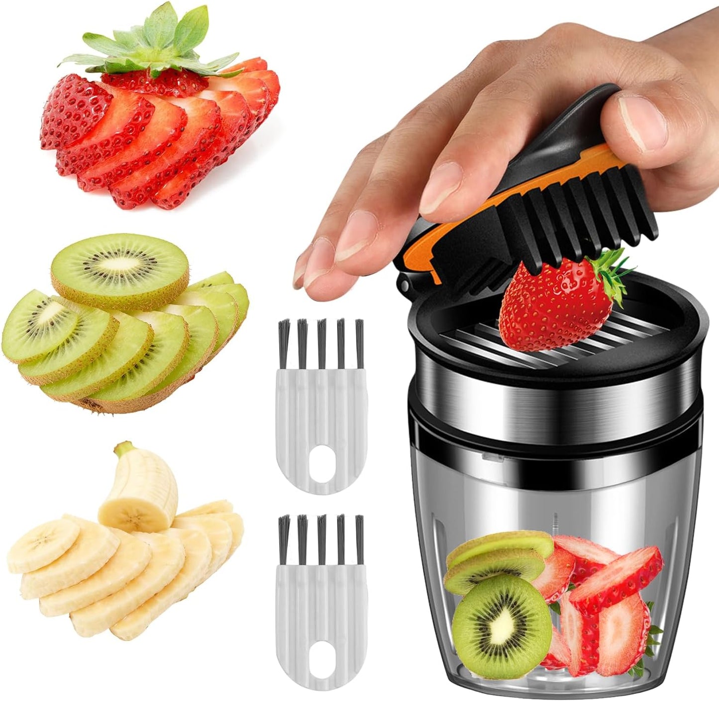 2026 Upgraded Strawberry Slicer, Fruit Slicer Cup for Eggs, Banana,Kiwi, Stainless Steel Strawberry Cutter, Dishwasher Safe, Quickly Makes Fruit & Veggie Salad - Must Have Kitchen Gadget