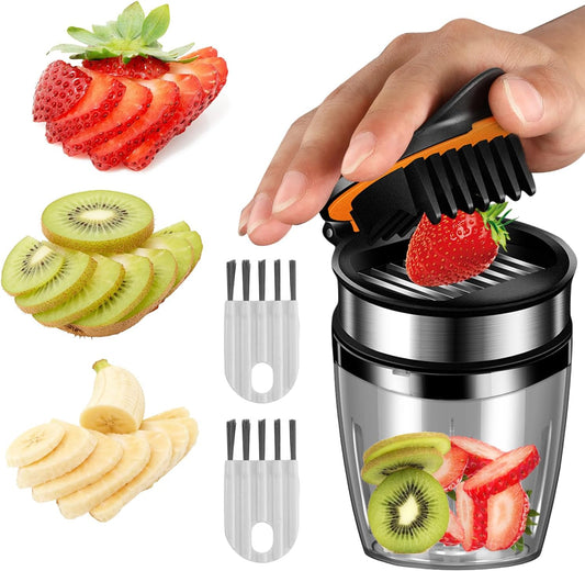 2026 Upgraded Strawberry Slicer, Fruit Slicer Cup for Eggs, Banana,Kiwi, Stainless Steel Strawberry Cutter, Dishwasher Safe, Quickly Makes Fruit & Veggie Salad - Must Have Kitchen Gadget