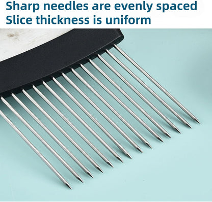 Large Onion Holder for Slicing, Extra-Large Onion Cutter Chopper, Stainless Steel Veg Slicer for Potatoes/Lemons,Eggs,Food Slicer Assistant Tool for Fruit and Meat