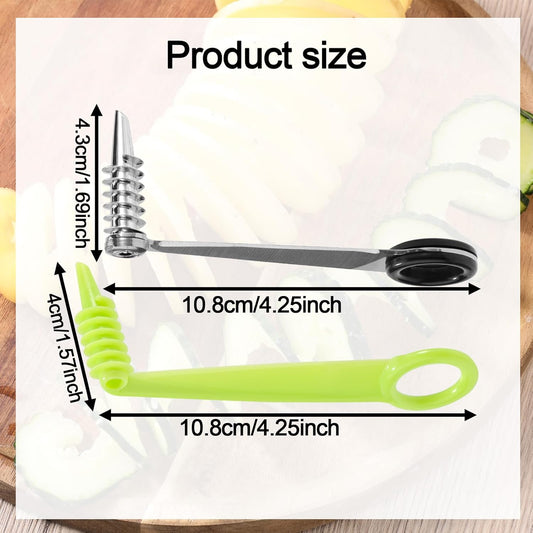 Lyreh 3pcs Spiral Cutter Knives, Stainless Steel & Plastic Vegetable Slicer Cutters Manual Spiral Screw Slicer Practical Kitchen Accessories for Potatoes Cucumbers Carrots