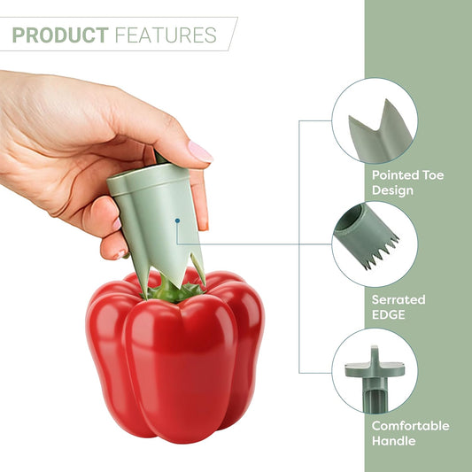 2-in-1 Pepper Corer & Seed Remover – Easy Deseeder for Bell Peppers, Sweet Peppers & Jalapeños – Kitchen Tool for Fast Prep