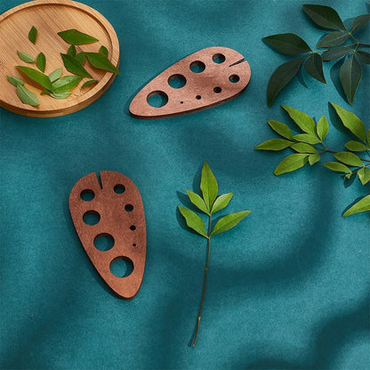 PH PandaHall 2pcs Teardrop Wooden Herb Stripper 8 Holes Herb Pealer Wood Leaf Remover Herb Stripping Brown Herb Stripper Tool for Kitchen Gadgets Cooking Small Kitchen Appliances Chef, Hole: 2-16mm
