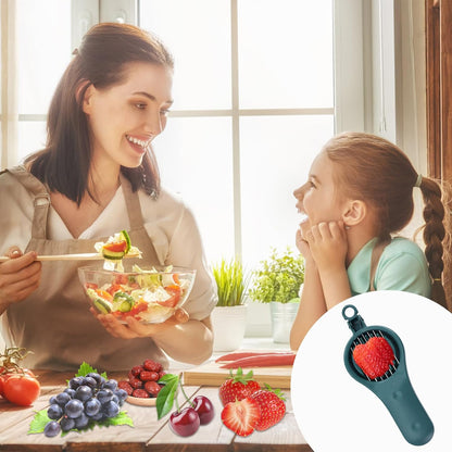 Strawberry Slicer Cherry Pitter 2 in 1, Fruit Slicer Strawberry Cutter Slicer Stainless Steel Fruit Cutter for Hawthorn/Red Date/Olives/Strawberries/Tomatoes