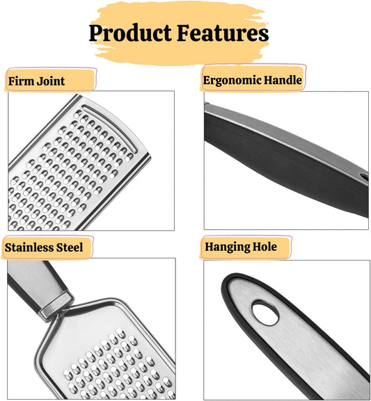 Kitchen Professional Zester & Cheese Grater Stainless Steel Handheld, Metal Lemon Zester Grater With Handle For Cheese, Chocolate, Spices,Garlic,Nutmeg