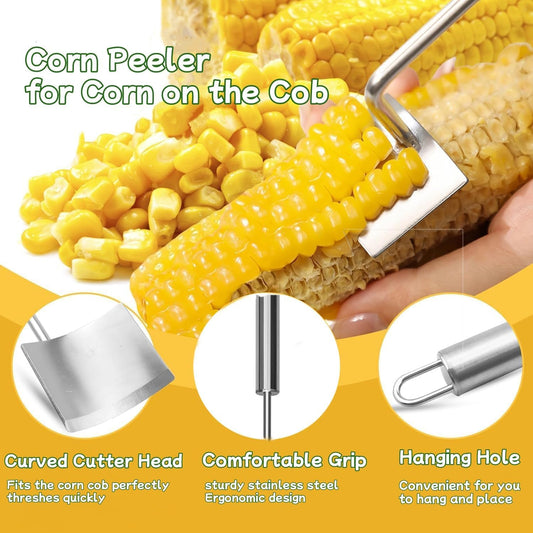 Corn Peeler for Corn on the Cob,Corn Peeler,Corn on The Cob Remover,Stainless Steel corn cob stripper,Quickly Shucking Corn Kernel Remover Tool,Suitable for kitchen and Picnic Enthusiasts (2)