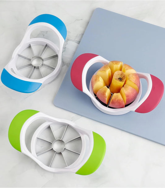 3.5 Inch Apple Slicer - Professional Stainless Steel Apple Corer/Cutter - Super Sharp - Apple Corer Tool with 8 Sharp Blades,White+Blue