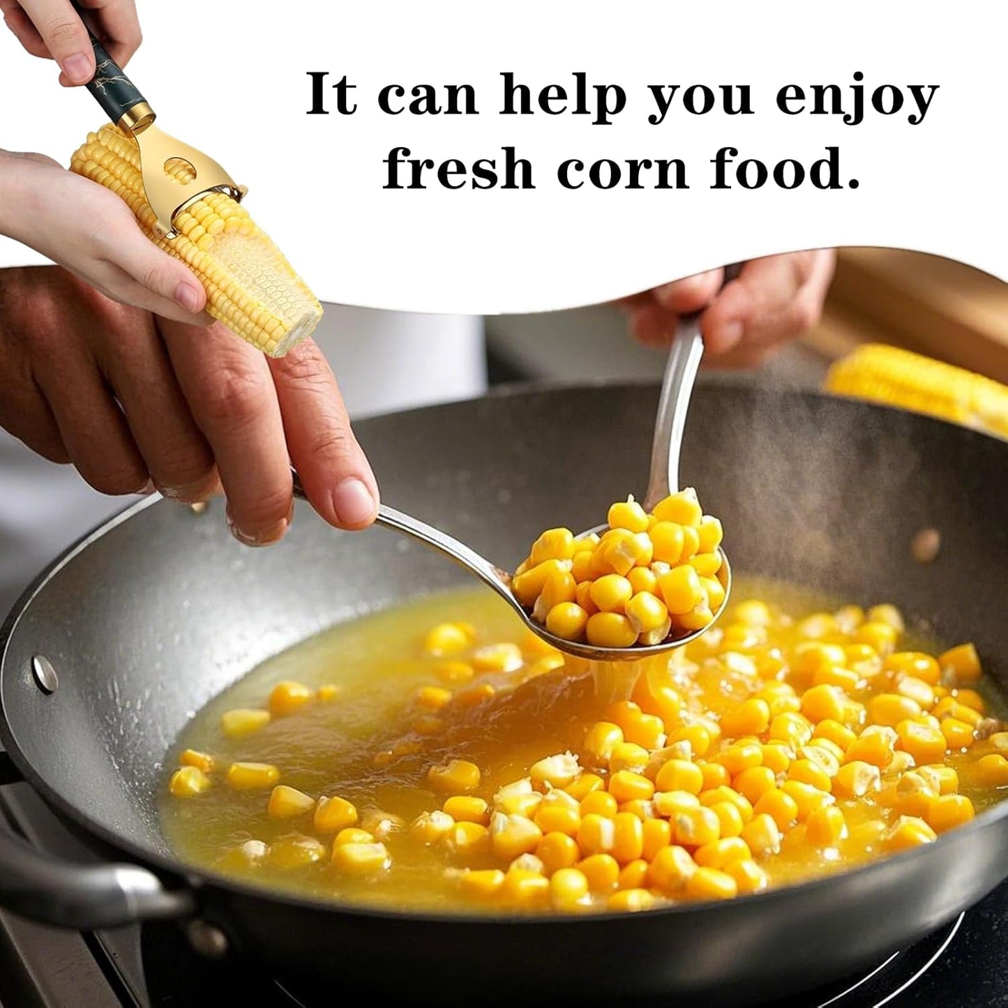 3 Pcs Corn Peeler Professional Stainless Steel Corn Shucker Tool with Ergonomic handle for Kitchen, Gold