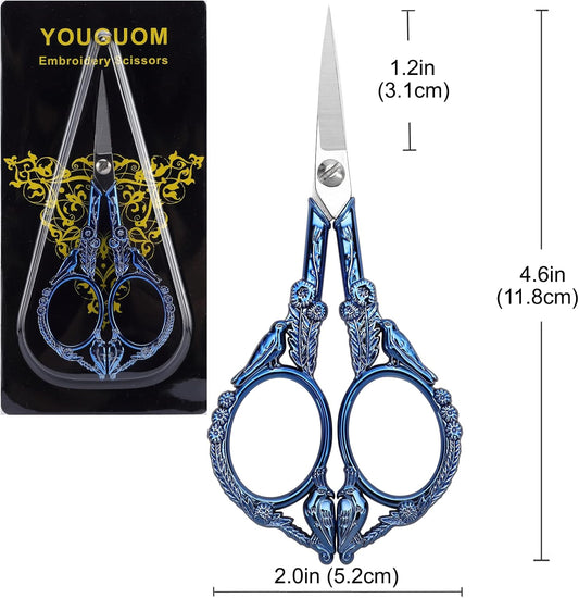 YOUGUOM Sewing Embroidery Scissors, Small Thread Scissor for Craft Artwork Needlework Yarn Knitting Detail Snips, Black Cute Bird Shears