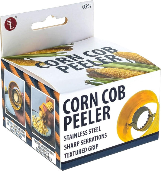 SE Stainless Steel Corn Cob Peeler with Sharp Serrations and Textured Grip - Yellow - CCP32