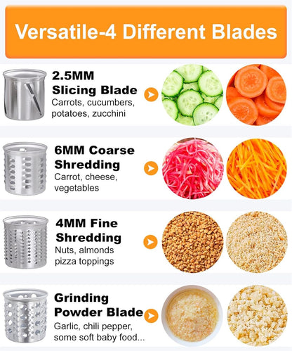 FavorKit Stainless Steel Salad Maker Attachment for KitchenAid Mixers, Large Slicer Shredder & Cheese Grater Accessories with 4 Blades,Dishwasher Safe