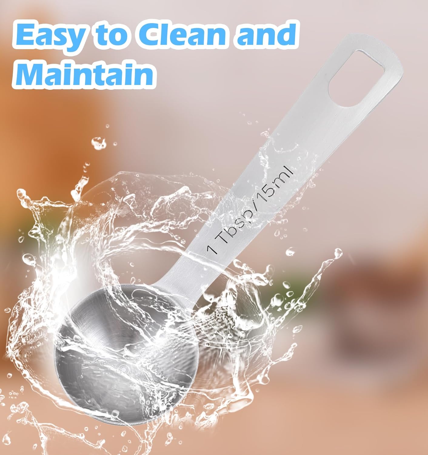 1 Tablespoon Measuring Spoon, 3PCS Stainless Steel Single Measuring Spoon, 3 Tsp/1 Tbsp Marked, Durable Rust Resistant Metal for Cooking Baking Coffee Sugar (Silver, 15 Ml)