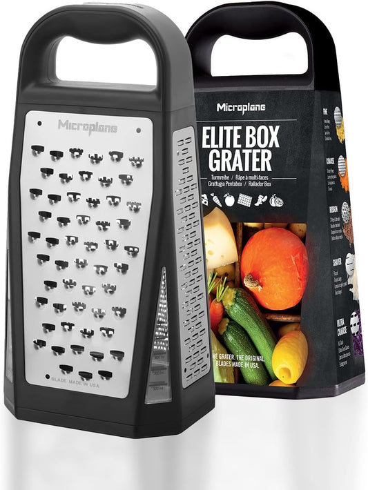 Microplane Elite Multi-Sided Grater with 5 Blade Styles: Fine, Coarse Grain, Ultra Coarse Grain, Double Edge and Wide Cut - Kitchen Grater with Stainless Steel Blades