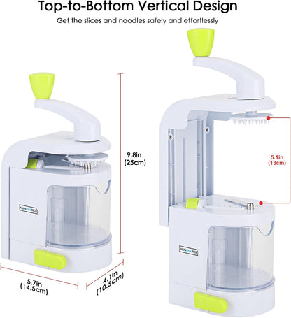 Spiralizer Vegetable Slicer (4-in-1 Rotating Blades) Heavy Duty Veggie Spiralizer with Strong Suction Cup, Zucchini Spiral Noodle/Zoodle/Spaghetti/Pasta Maker (Recipe Book and Cleaning Brush)