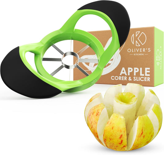 Oliver's Kitchen ® Apple Corer & Slicer - Our Fruit Cutter Is The Easy Way to Get Your 5 a Day - This Time Saving Apple Cutter Effortlessly Slices Fruit - Comfortable Non-Slip Handle - No More Knives!