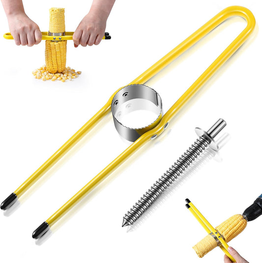 1 Pack Corn Remover Tool with Drill Bit Set, Corn Stripper for Quick Kernels Removal, Corn Kernel Stripper Compatible with Power Drills, Corn Slicer for Corn Creamer and Cooking Prep