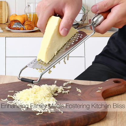 KULUNER Professional-Grade Lemon Zester with Ultra-Coarse Blades, Heavy-Duty Cheese/Vegetable Grater, Solid Wood Handle Design - Rust-Resistant Durable, Essential Kitchen Tool (A1)