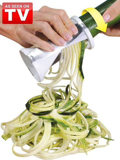 Veggetti Veggie Slicer, Dual Stainless Steel Blade Vegetable Cutter for Thick or Thin Noodle, Works with Zucchini, Squash, Cucumbers, Carrots, and more, 2.76"L x 2.76"W x 6.32"H, White