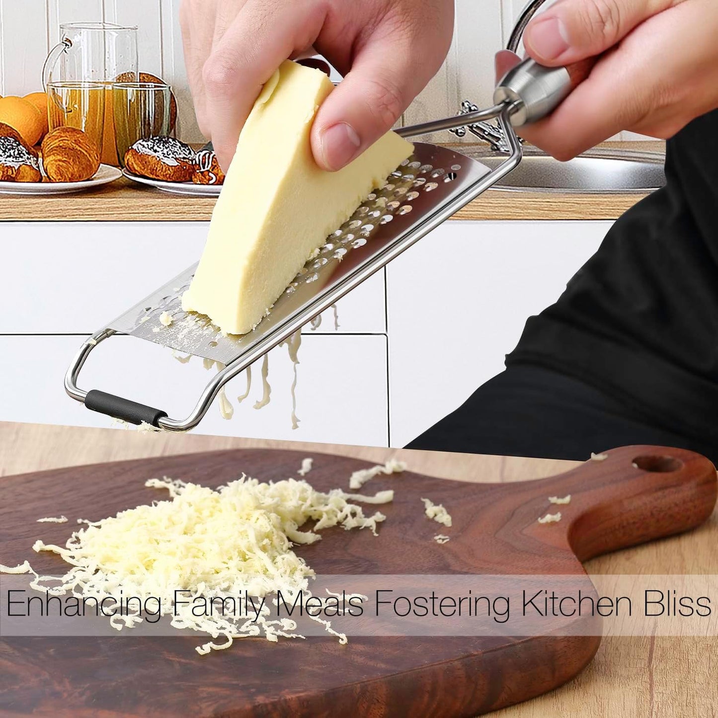 KULUNER Professional-Grade Lemon Zester with Ultra-Coarse Blades, Heavy-Duty Cheese/Vegetable Grater, Solid Wood Handle Design - Rust-Resistant Durable, Essential Kitchen Tool (A1)