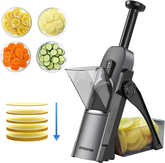 Safer Mandoline Slicer For Kitchen, Potato Slicer for Chips, Vegetable & Food Cutter, Thickness Adjustable 0.1-8 mm, Kitchen Faster Slice Artifact (Only Slicer)