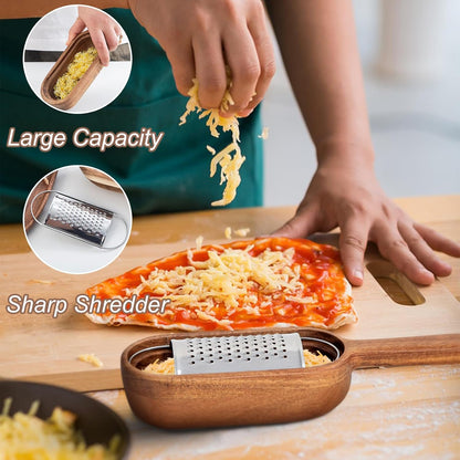Wooden Cheese Grater with Handles - Kitchen Grater Wooden Shredder, Citrus Zester, Perfect for Hand Held Cheese Grater, Lemon and Chocolate, Cheese Tool