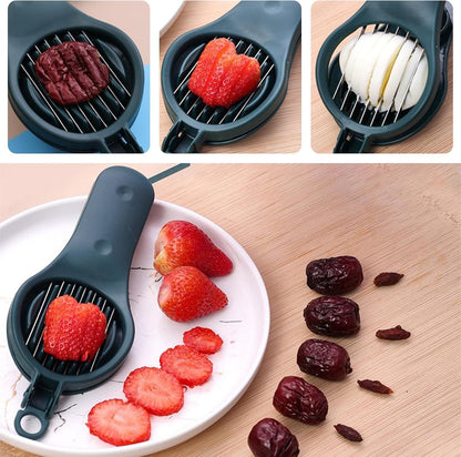 Strawberry Slicer Cherry Pitter 2 in 1, Fruit Slicer Strawberry Cutter Slicer Stainless Steel Fruit Cutter for Hawthorn/Red Date/Olives/Strawberries/Tomatoes