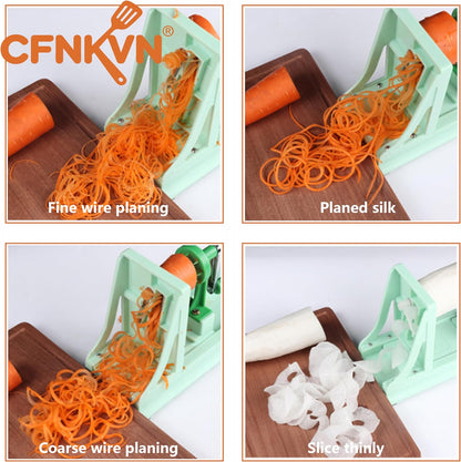 Turning Vegetable Spiral Cutter, Manual Spiral Slicer with 2 Extra Blades, for Zucchini Noodles, Squash, Butternut Squash - Vegetable Noodle Maker, Compact Handheld Vegetable Cutter