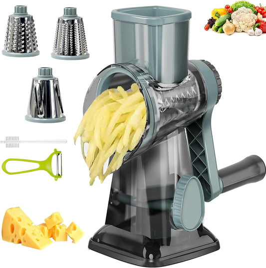 Cheese Grater with Handle, Multifunctional Manual Rotary Cheese Grater - Cheese Shredder Easily Chop Carrots, Potatoes, Vegetables and Fruits and Easy to Clean(red)