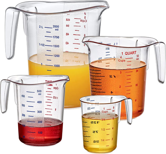 Amazing Abby - Melissa - Plastic Measuring Cups (5-Piece Set), Food-Grade Measuring Jugs, 1/2/4/8/16-Cup Capacity, Unbreakable, Stackable, Dishwasher-Safe, Great for Oil, Vinegar, Flour, and More