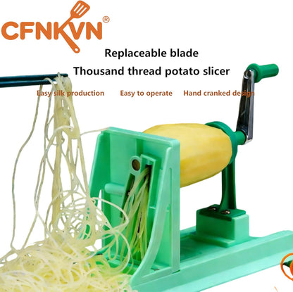 Turning Vegetable Spiral Cutter, Manual Spiral Slicer with 2 Extra Blades, for Zucchini Noodles, Squash, Butternut Squash - Vegetable Noodle Maker, Compact Handheld Vegetable Cutter