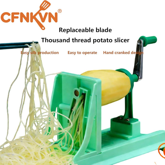 Turning Vegetable Spiral Cutter, Manual Spiral Slicer with 2 Extra Blades, for Zucchini Noodles, Squash, Butternut Squash - Vegetable Noodle Maker, Compact Handheld Vegetable Cutter