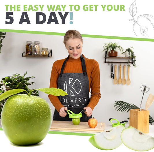Oliver's Kitchen ® Apple Corer & Slicer - Our Fruit Cutter Is The Easy Way to Get Your 5 a Day - This Time Saving Apple Cutter Effortlessly Slices Fruit - Comfortable Non-Slip Handle - No More Knives!